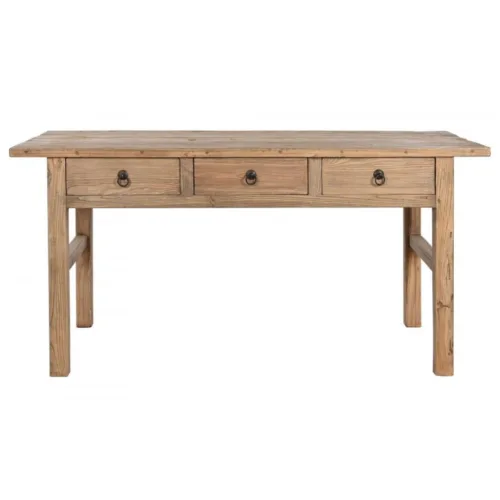 Mesa de olmo macizo con 3 cajones 169X75X85