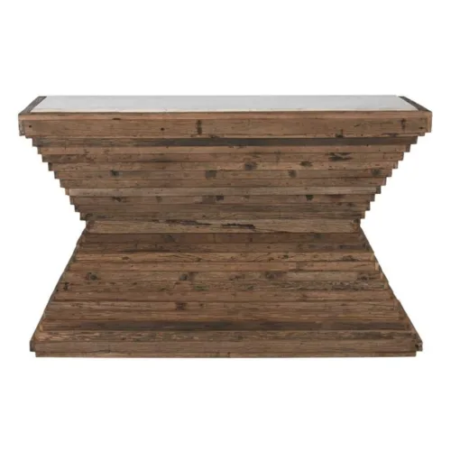 Consola de madera reciclada y mármol 138X45X87