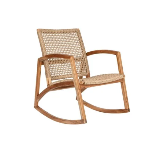 Mecedora de teca y ratán