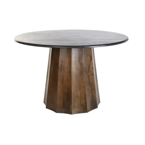 Mesa de comedor de mármol negro y madera de mango 120X120X76
