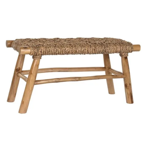 Descalzadora de teca y ratán 90X32X45