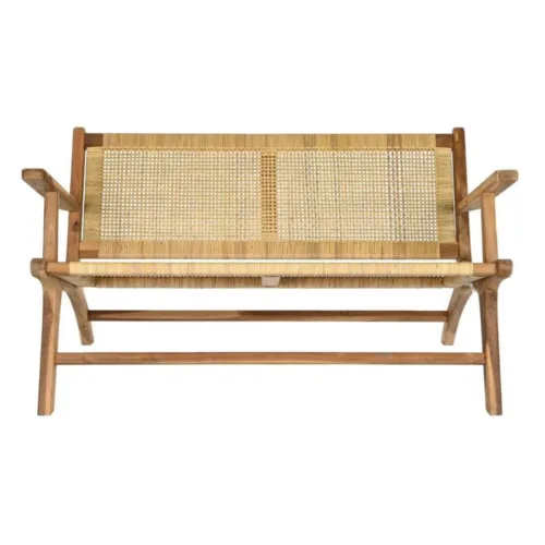 Banco de teca y ratán 120X76X68