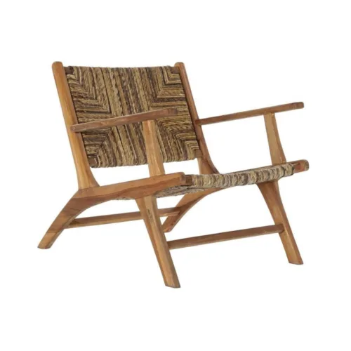 Butaca de madera de teca y fibra natural 70X78X68