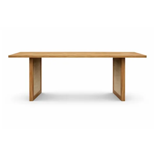 Mesa de comedor de mango y ratán 200X100X76