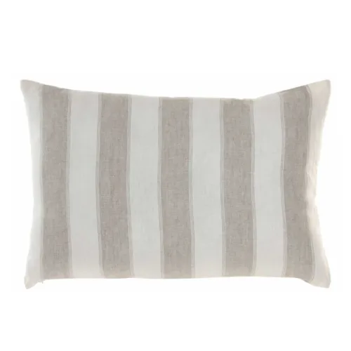 Cojín lino rayas blancas y beige 60X40