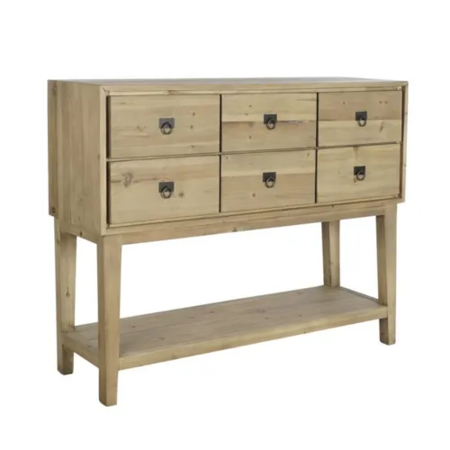 Consola de madera de pino con cajones 140X40X110
