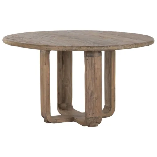 Mesa redonda de comedor de teca reciclada 140cm