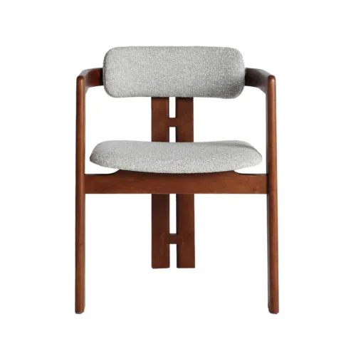 Silla de madera de fresno y tapizado gris Hedel