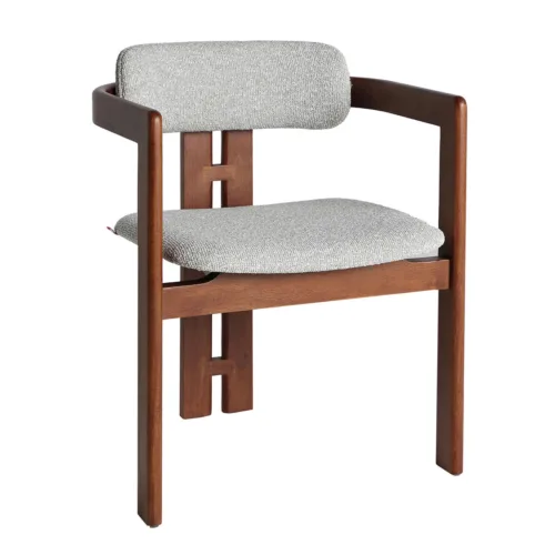 Silla de madera de fresno y tapizado gris Hedel
