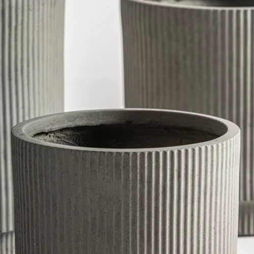 Set de 3 maceteros de cerámica gris Vulk