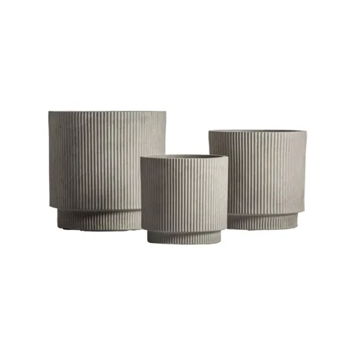 Set de 3 maceteros de cerámica gris Vulk