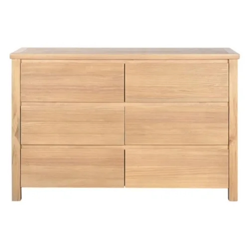 Cómoda de madera de pino con 6 cajones 120X40X80
