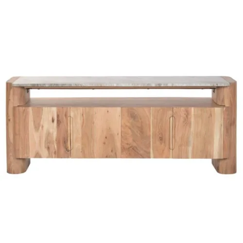 Mueble TV de madera y mármol 150X40X60