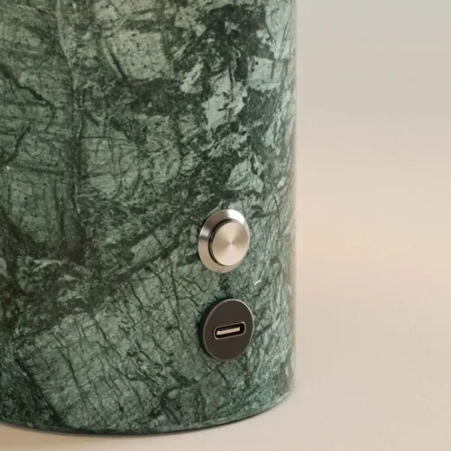 Lámpara portátil de mármol y lino Auríe Verde