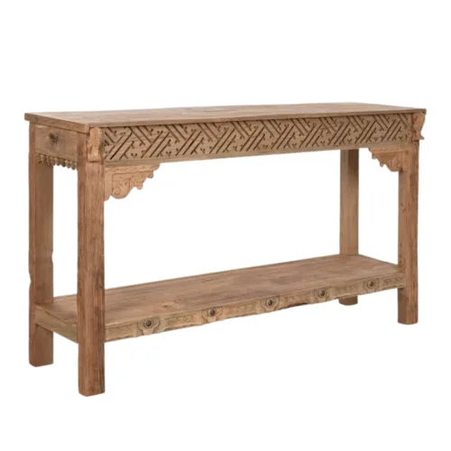 Consola de teca reciclada tallada 140X37X80