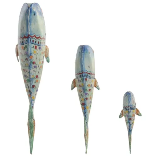 DECORACION PARED SET 3 METAL 12X14X46 BALLENA AZUL