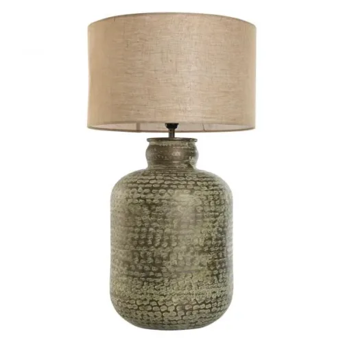 LAMPARA SOBREMESA ALUMINIO 42X42X74 PATINADO VERDE