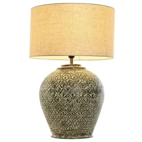 LAMPARA SOBREMESA ALUMINIO 42X42X62 PATINADO COBRE