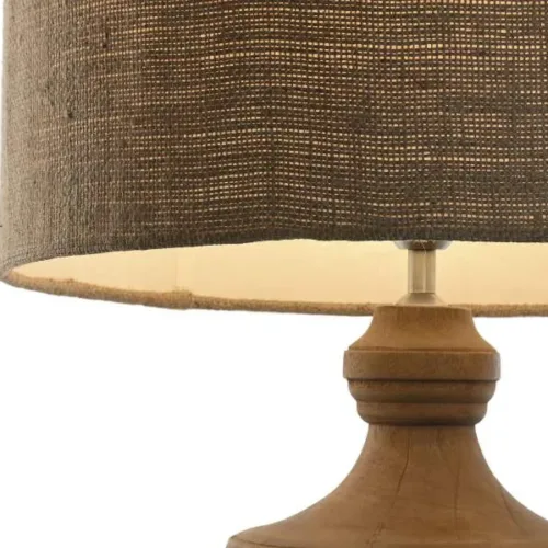 LAMPARA SOBREMESA MADERA YUTE 47X47X86 TALLADA