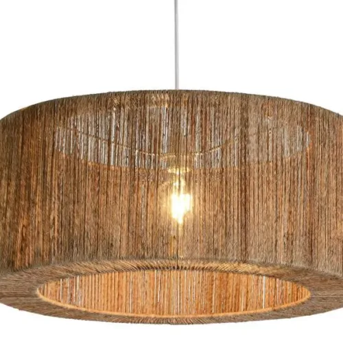 LAMPARA TECHO YUTE METAL 61X61X25 NATURAL MARRON