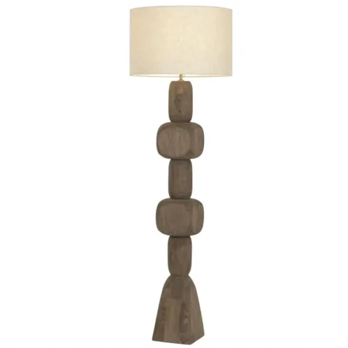 Lámpara de pie de madera de mango y lino 50X50X162