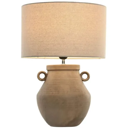 Lámpara de sobremesa de gres y lino con asas 35X35X48