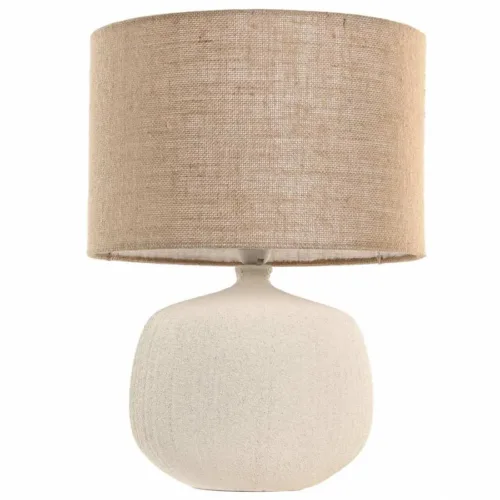 Lámpara de mesa de gres y yute color crema 38X38X51