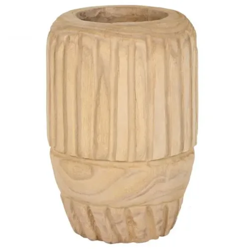 JARRON MADERA PAULOWNIA 29X29X42 TALLADO NATURAL