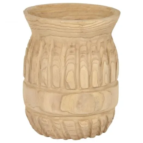 JARRON MADERA PAULOWNIA 28X28X36 TALLADO NATURAL