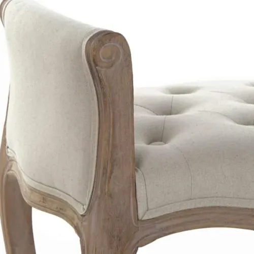 Descalzadora pequeña de lino y madera rubberwood 65X46X60