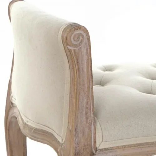 Descalzadora de lino beige y madera rubberwoord 109X45X60