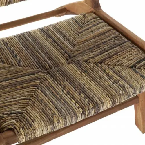Butaca de madera de teca y fibra natural 70X78X68