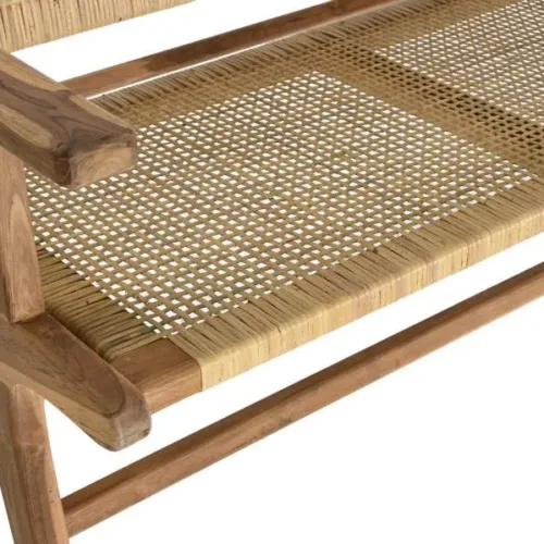 Banco de teca y ratán 120X76X68