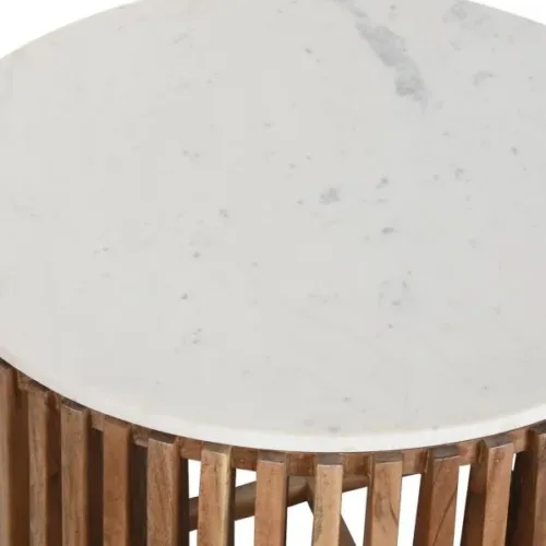 Mesa de centro de mármol y madera de mango 85X85X45