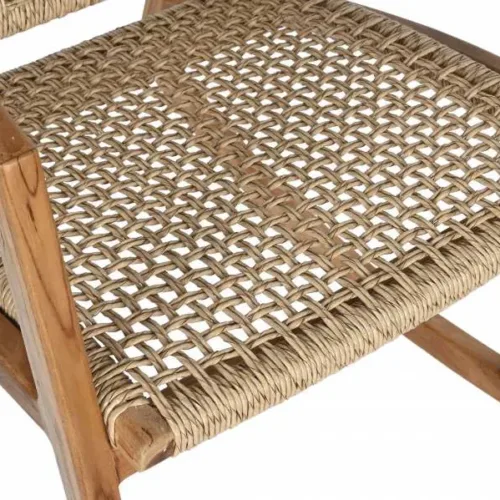 Mecedora de teca y ratán