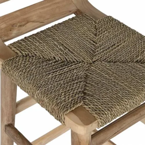 Taburete de teca y fibra