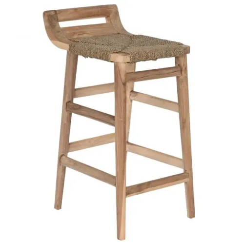 Taburete de teca y fibra