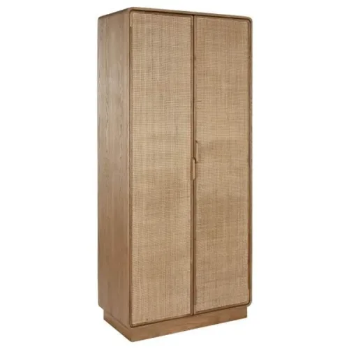 Armario de roble y ratán 91X45X203