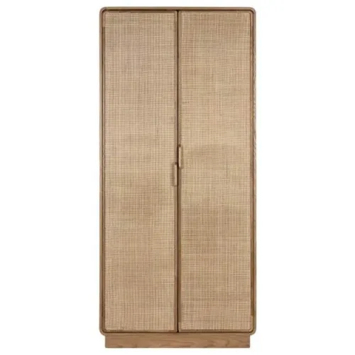 Armario de roble y ratán 91X45X203