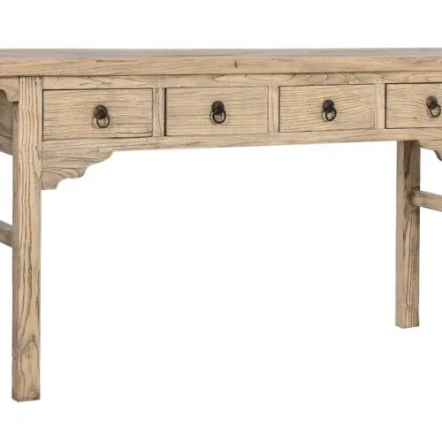 Consola de olmo macizo con 4 cajones 178X38X85