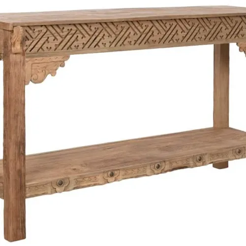 Consola de teca reciclada tallada 140X37X80