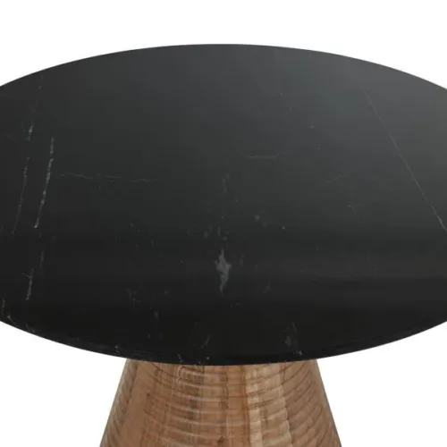 Mesa de comedor de mármol negro y madera de acacia 115cm