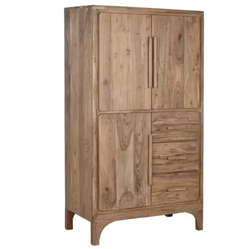 Armario de acacia marrón claro 90X45X160