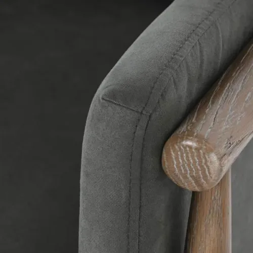 Butaca de fresno con tapizado verde