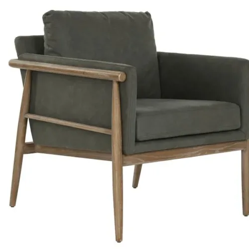 Butaca de fresno con tapizado verde