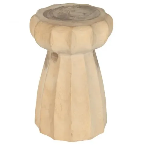 Mesita auxiliar de madera mungur tallada 30X30X45