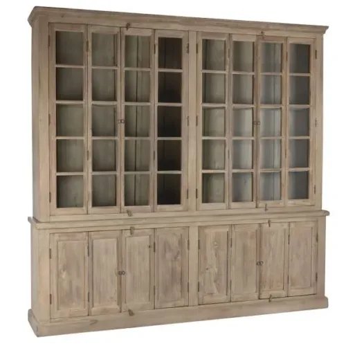 Vitrina de teca de dos cuerpos 270X43X244