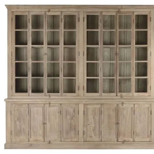 Vitrina de teca de dos cuerpos 270X43X244