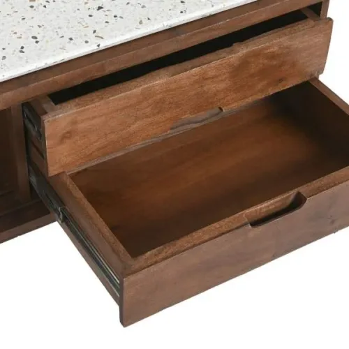 Mueble TV de acacia y terrazo 166X46X52