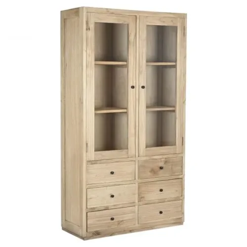 Vitrina de madera mindi y cristal 100X40X185